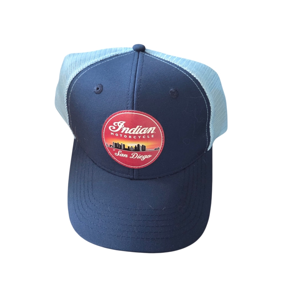 Indian Motorcycle San Diego navy/lt blue baseball cap w/snapback closure, NWOT.